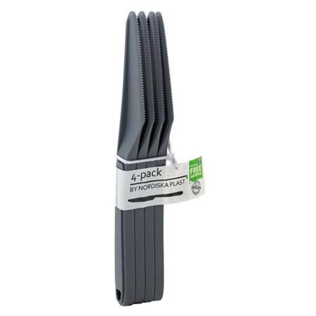 KNIV FLERGÅNGSBESTICK GRÅ 4-PACK